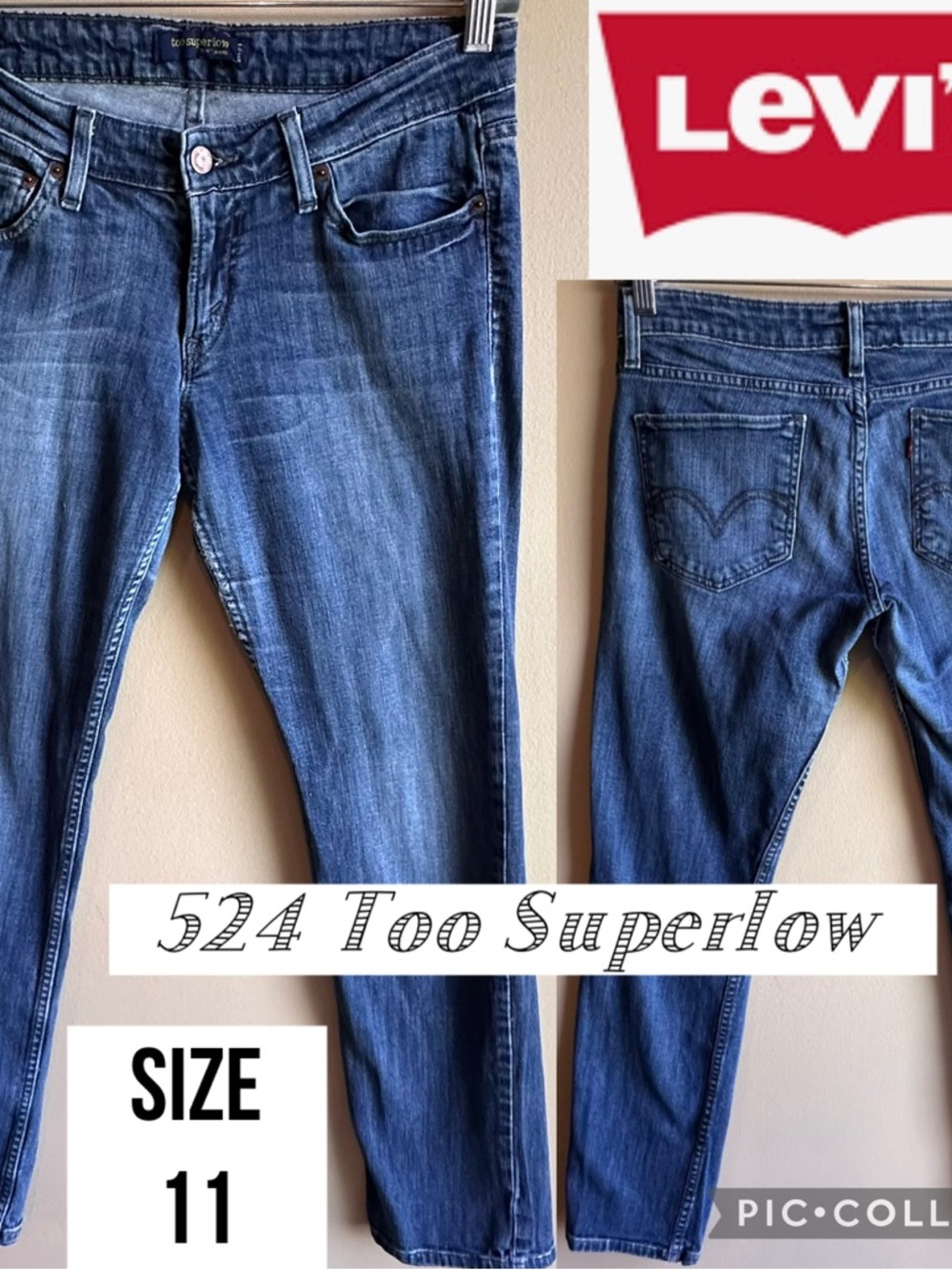 LEVI'S Womens Jeans 524 Too Superlow Y2K Low Rise Bootcut Stretch 31” Inseam 11